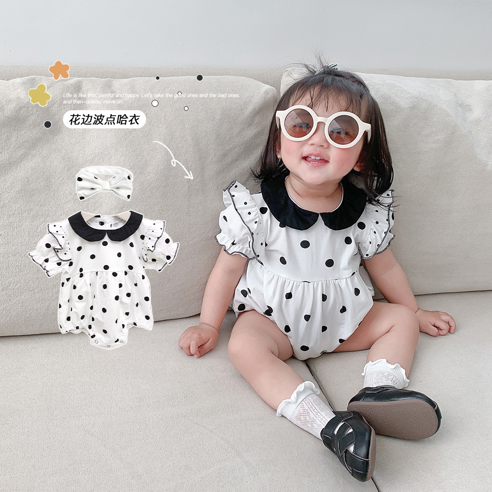 Bộ Áo Liền Quần Dễ Thương Và Băng Đô Cài Tóc Cho Bé Gái