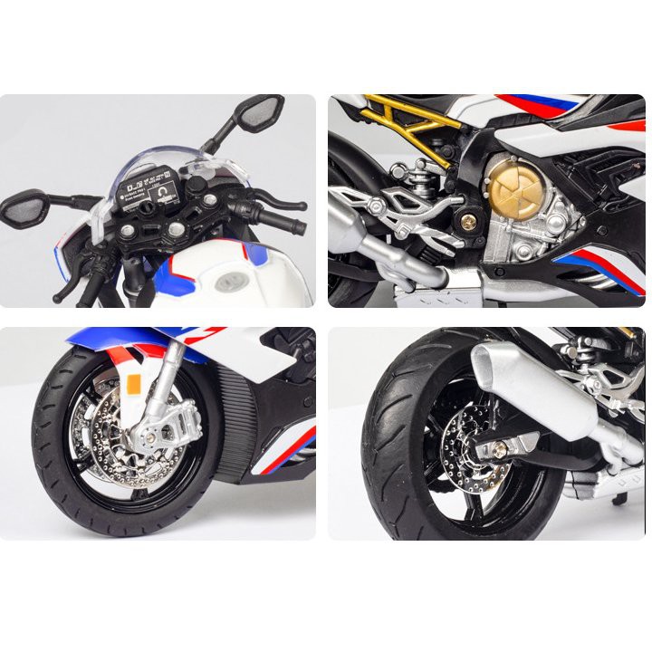 XE MÔ HÌNH MOTO BMW S1000RR 2020 có ĐÈN, ÂM THANH | HUAYI MODEL tỉ lệ 1:12