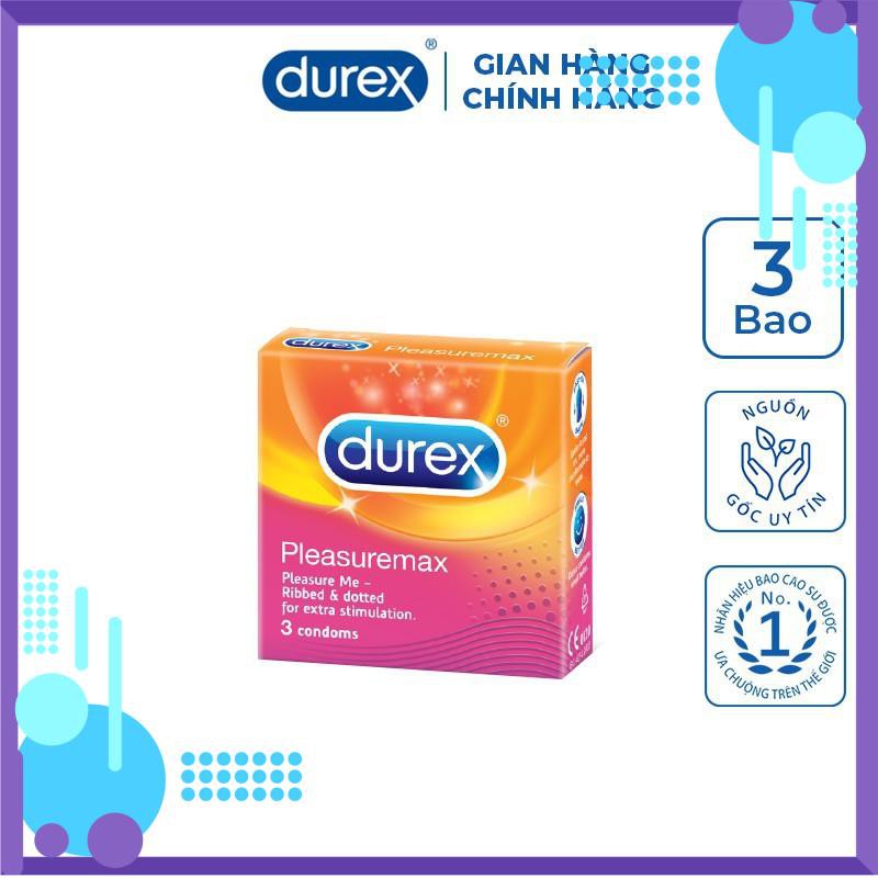 (Freeship đơn 50k) Bao Cao Su Gân Gai Durex Pleasuremax Hộp 3 Cái - Đức An