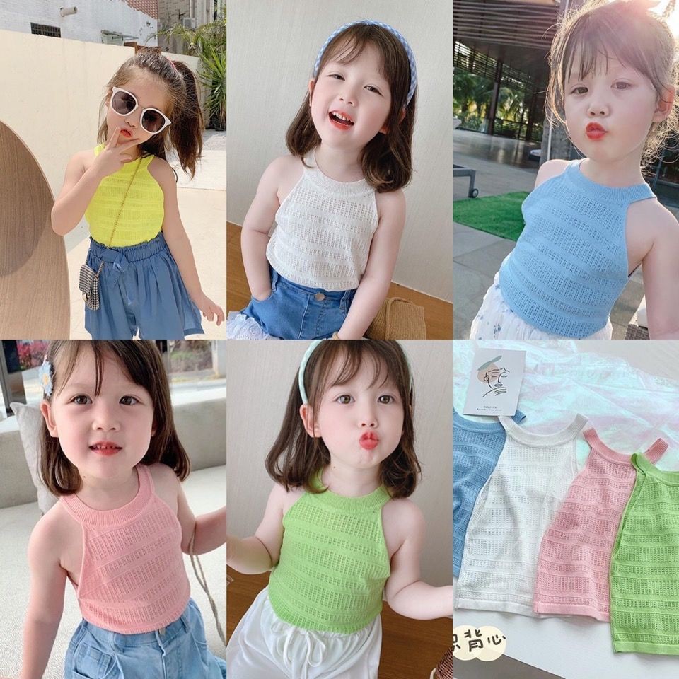 Children's T shirt baby clothing in the new summer of 2021 girl baby dress children's top summer thin breathable comfortable soft knit sleeveless tank top