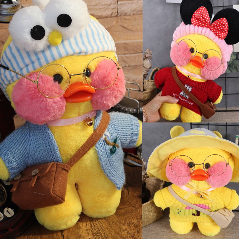 12"/30cm Lalafanfan Cafe Mimi Yellow Duck Costume Stuffed Plush Toy New Doll