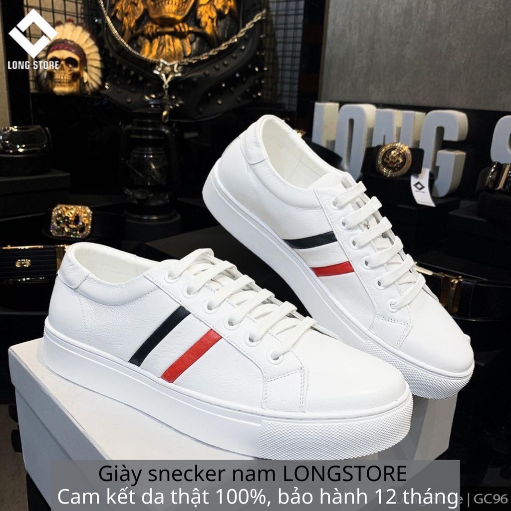 Giày thể thao nam đẹp sneaker đế cao da bò thật cao cấp tăng chiều cao 3cm LONGSTORE GC96