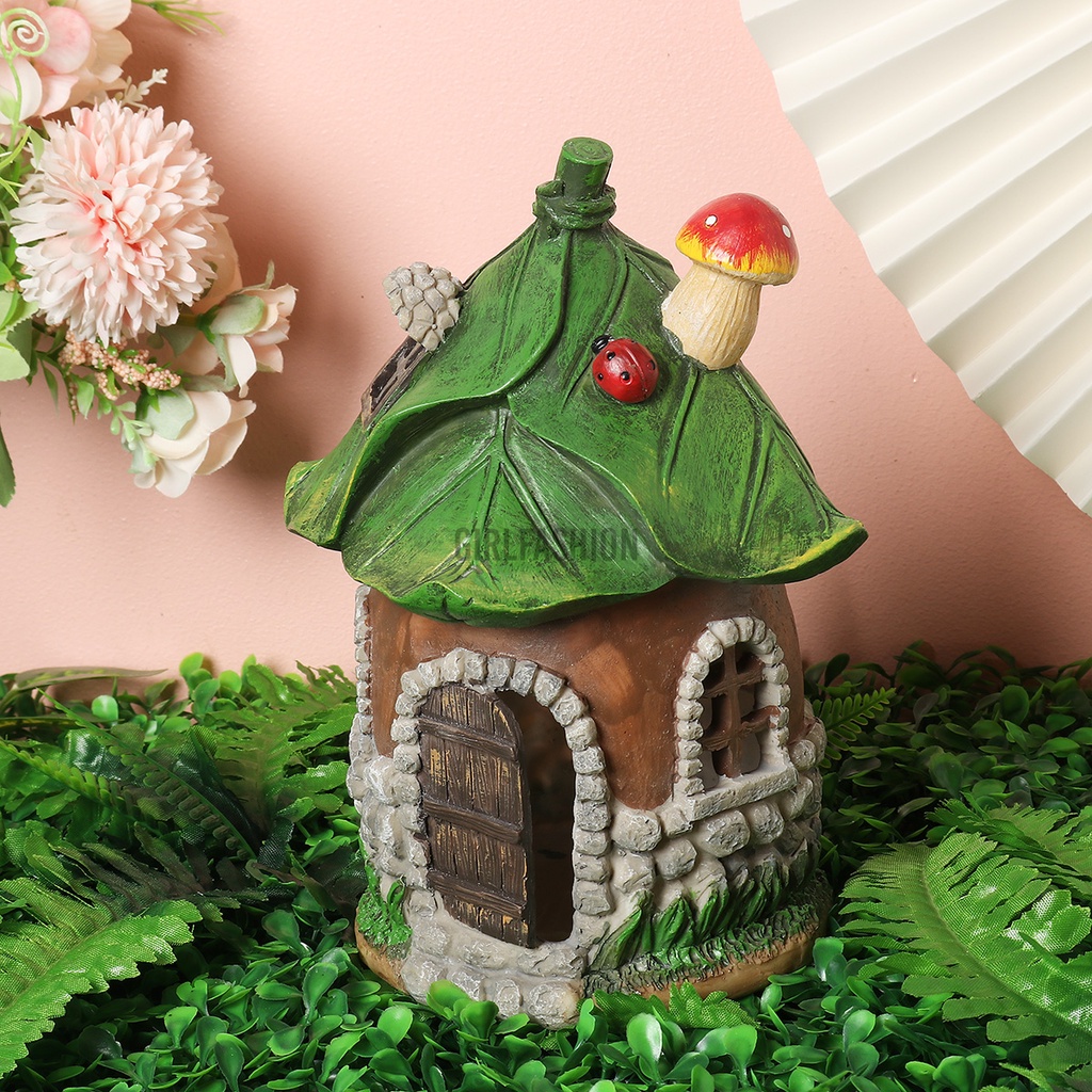 Farmhouse Style Solar Garden Decor Large Fairy House Pixie Outdoor Ornament Home Gift Xmas