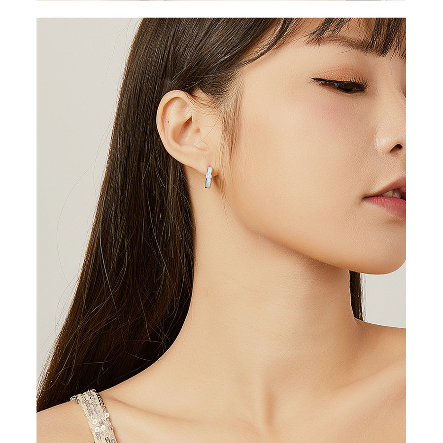 Khuyên tai Bamoer bằng bạc 925 dáng tròn thiết kế đơn giản thời trang sang trọng cho nữ