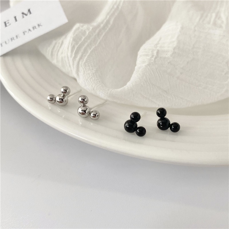 We Flower Khuyên tai nữ bạc S925 thiết kế hoạt hình chuột Mickey dễ thương