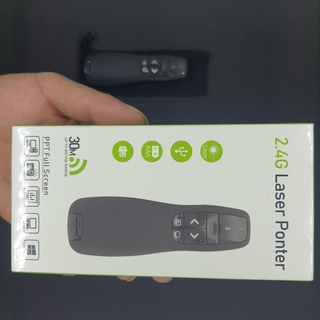 Bút Trình Chiếu Slide R400 PowerPoint Laser 2.4G. Bút Chỉ Máy Chiếu Màu Đen, Nút Ấn Nhạy, Độ Bền Cao