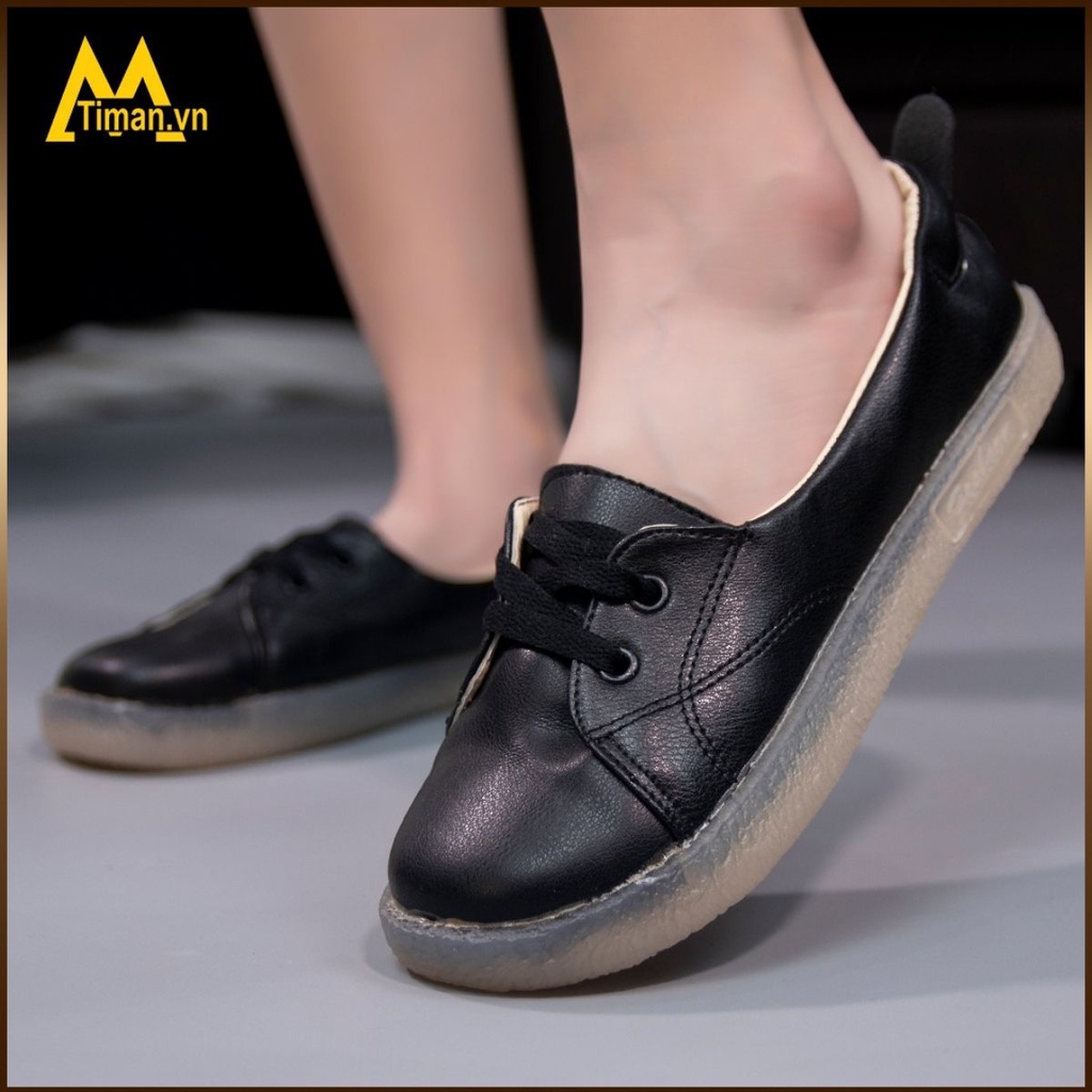 Giày lười nữ chất liệu da slip on kiểu mọi đế cao màu trắng độn đế bảo hành 1 năm TIMAN PV11
