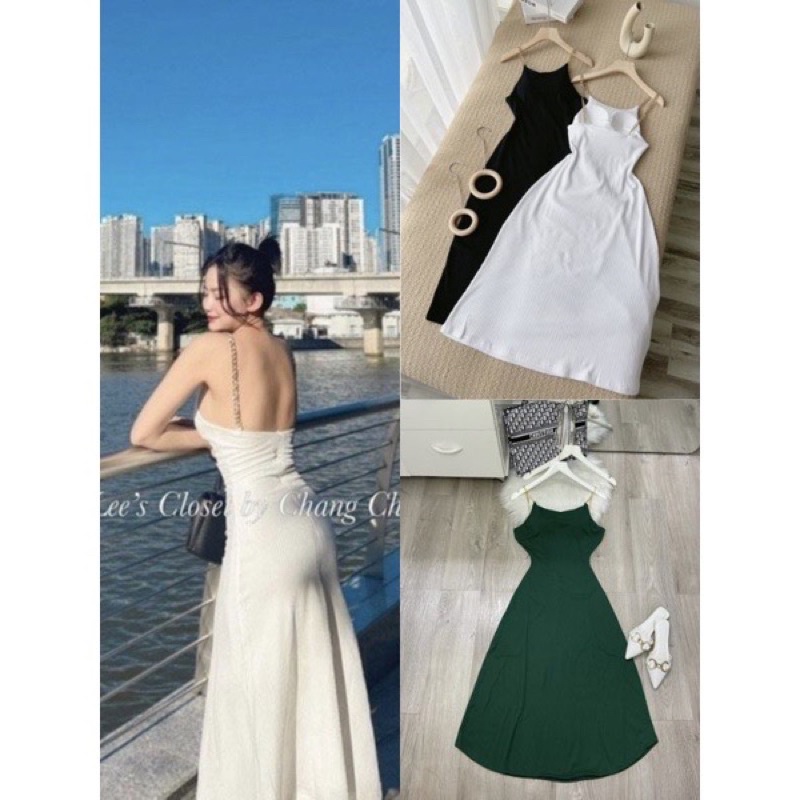 Đầm Hai Dây Xích Thun Gân Xịn - Có Mút Ngực - Form Xòe Nhẹ - Dáng Dài Maxi Ôm Body Sexy - Thiết Kế Đơn Giản Sang Chảnh