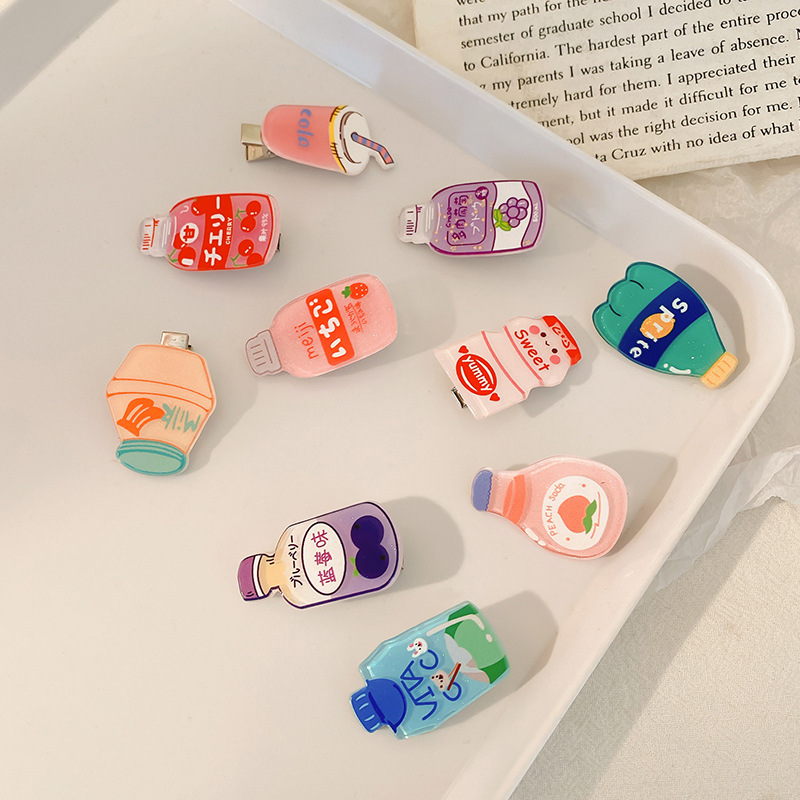 Set 10 Kẹp Tóc Hình Ly Nước Trái Cây Dễ Thương Cho Bé Gái
