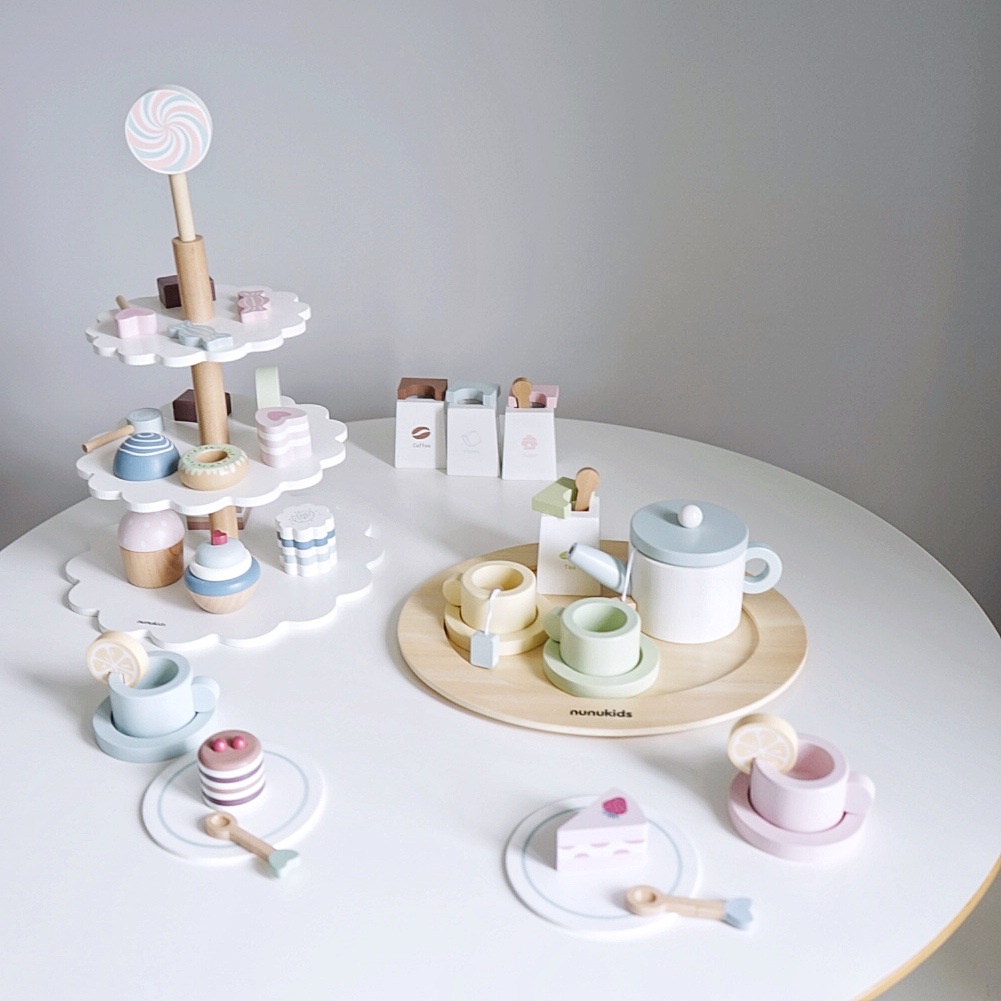 Đồ chơi gỗ tháp bánh, tiệc trà – Tea Pary Nunukids cho bé – mô phỏng đồ dùng tiệc trà dành cho trẻ từ 2-8 tuổi