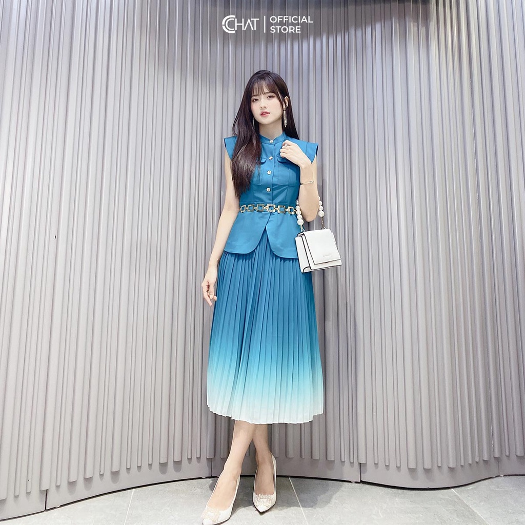Áo Sơ Mi Nữ 𝐂𝐂𝐇𝐀𝐓 Cổ Tàu Sát Nách Kiểu Peplum Cao Cấp Phong Cách Trẻ Trung 12FSS2001PT