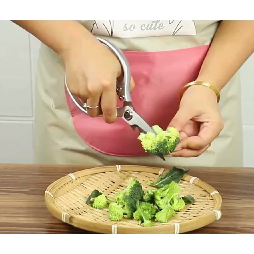 Kéo Căt đa năng Thép SK5 không rỉ hàng Nhật, Cán nhôm Bạc, Kéo nhà bếp, cắt thực phẩm cắt gà vịt, cắt vải chỉ