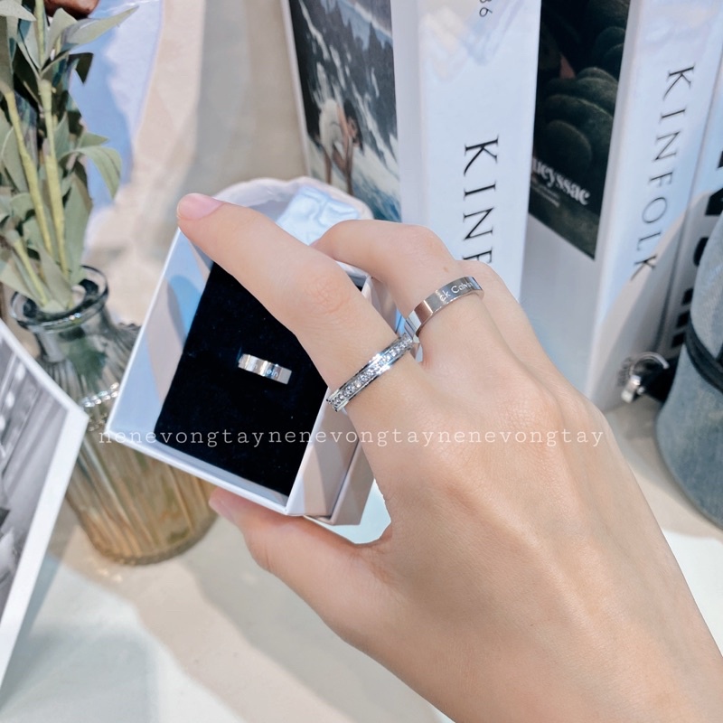 Nhẫn cặp đôi CK hook crystals rings KHẮC TÊN