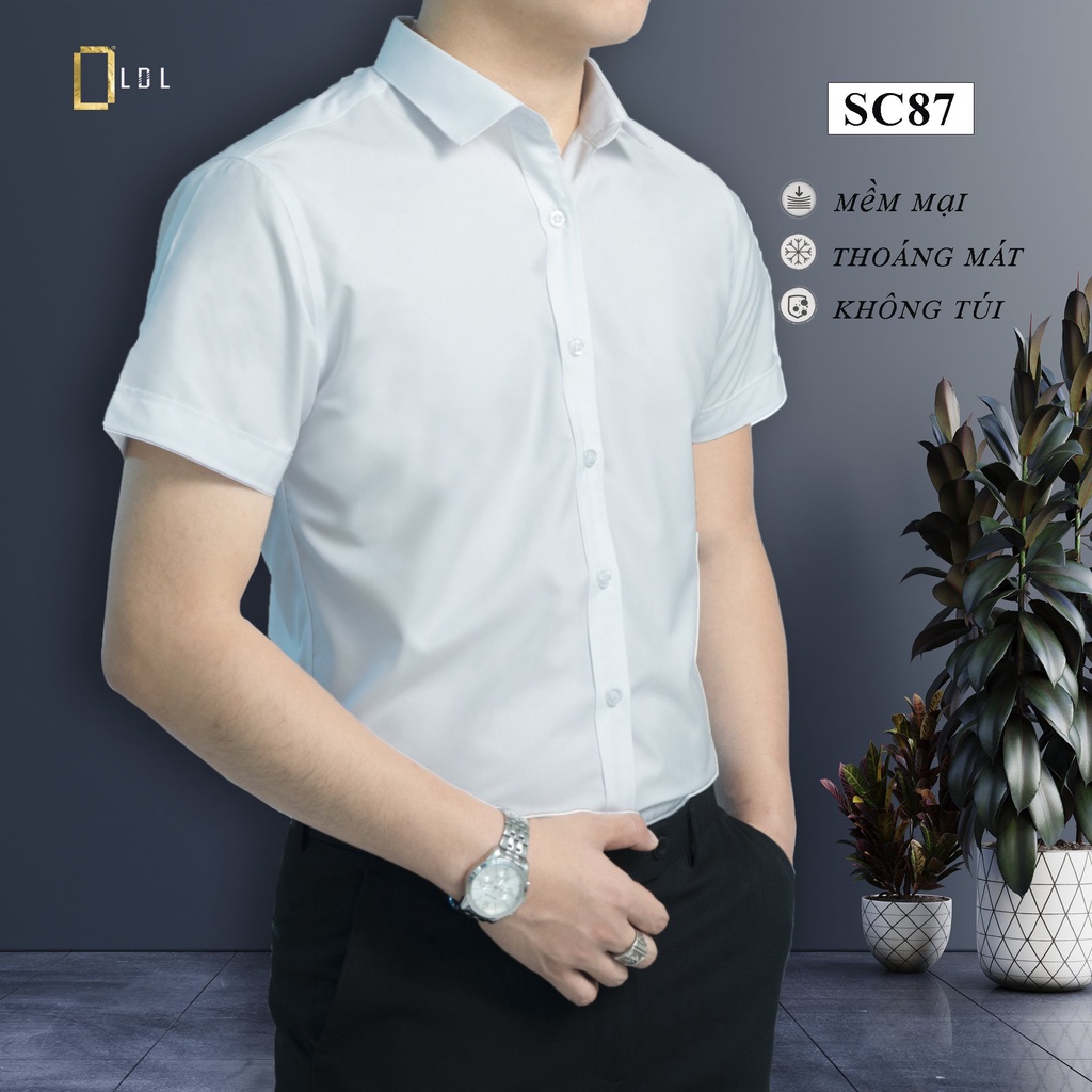 Áo Sơ Mi Nam Ngắn tay Không Túi Công Sở , Mêm Mịn, Thoáng Mát, Hạn Chế Nhăn Nhàu