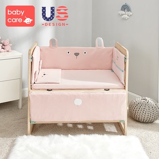 Quây Cũi Cho Bé Babycare - 120X65cm, Vải Cotton Mịn Màng, Đệm Cao Su Non Êm Ái, Màu Sắc Đáng Yêu