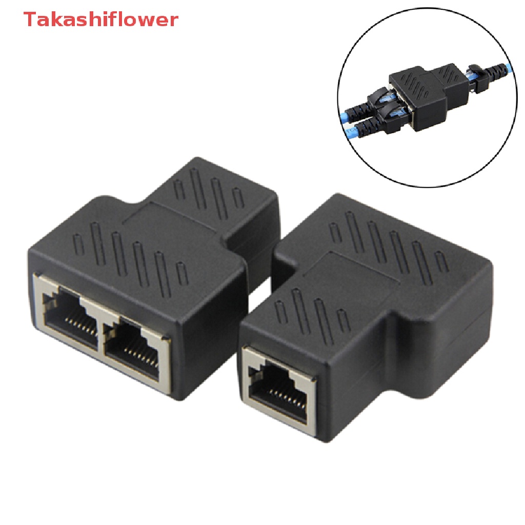 (Takashiflower) 1 to 2 LAN ethernet Network Cable RJ45 Splitter Plug Adapter Connector