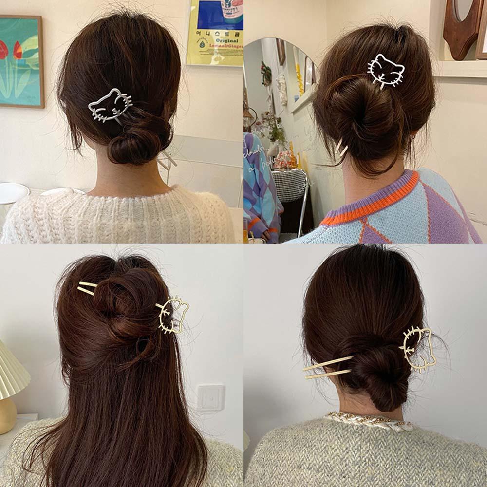 FORBETTER Trâm Cài Tóc Kim Loại Hình Mèo Dễ Thương
