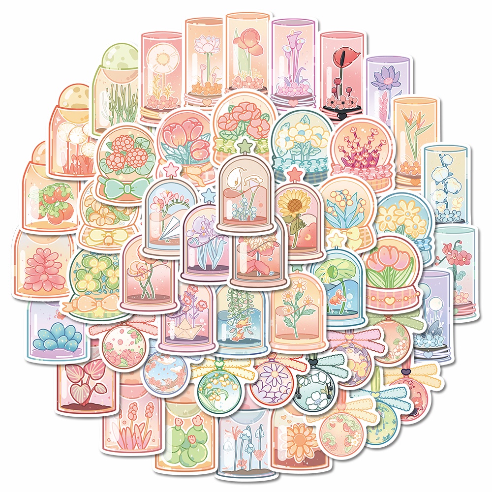 Set 50 Miếng Dán Trang Trí Laptop Chống Nước Họa Tiết Hoạt Hình Dễ Thương