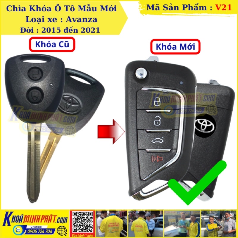 Độ gập Chìa khóa Toyota Avanza mẫu V21