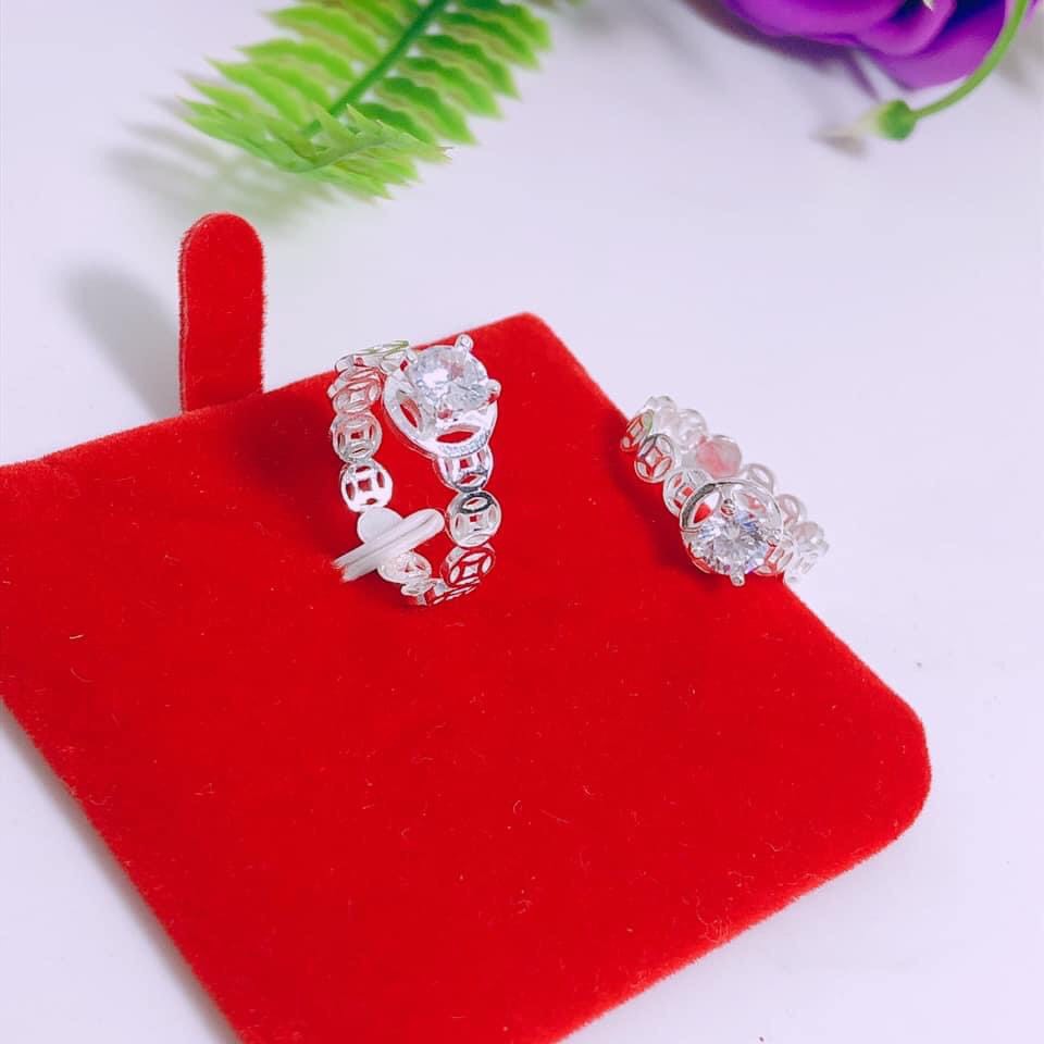 NHẪN KIM TIỀN MẶT ĐÁ MẪU MỚI LINH MIU SILVER