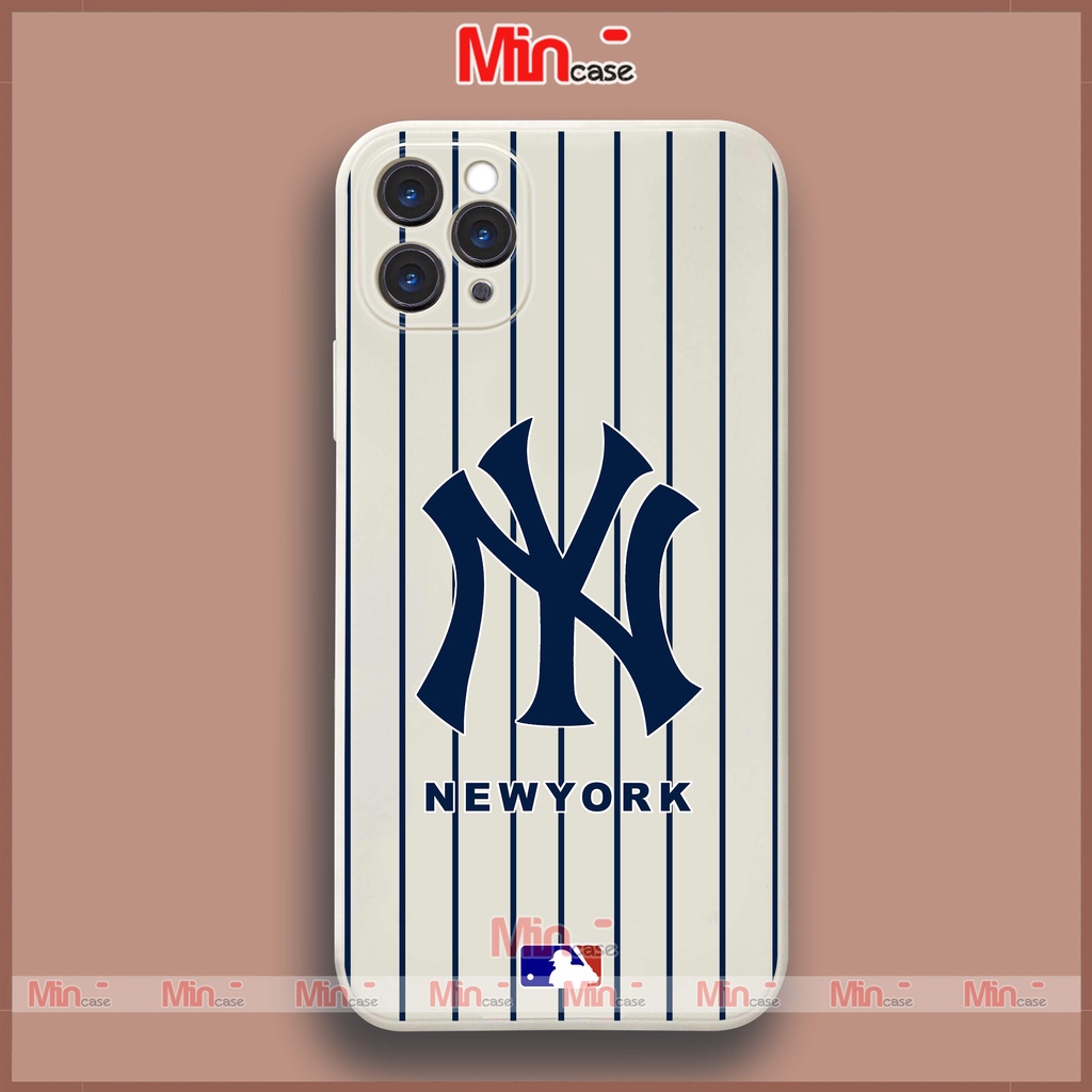 Ốp lưng điện thoại iPhone MLB New York cạnh viền vuông silicon dẻo ip 6/6s/7/8/X/XS/XR/11/12/13/14 Pro Plus Max Mincase