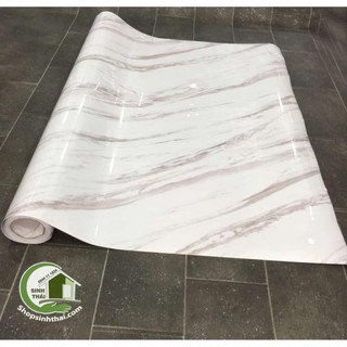 Giấy dán tường giả đá hoa cương màu trắng, khổ 1,2m có sẵn keo
