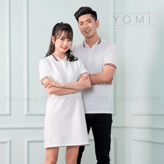 Đồ đôi, váy áo đôi polo suông trắng cho các cặp đôi yêu thích sự đơn giản