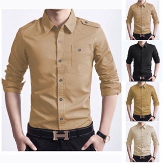 Áo sơ mi nam kaki body tay dài nút cài size m l xl 2xl