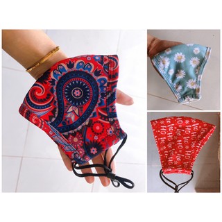 Combo 100 Khẩu trang vải hoa tiết 3 lớp kháng khuẩn