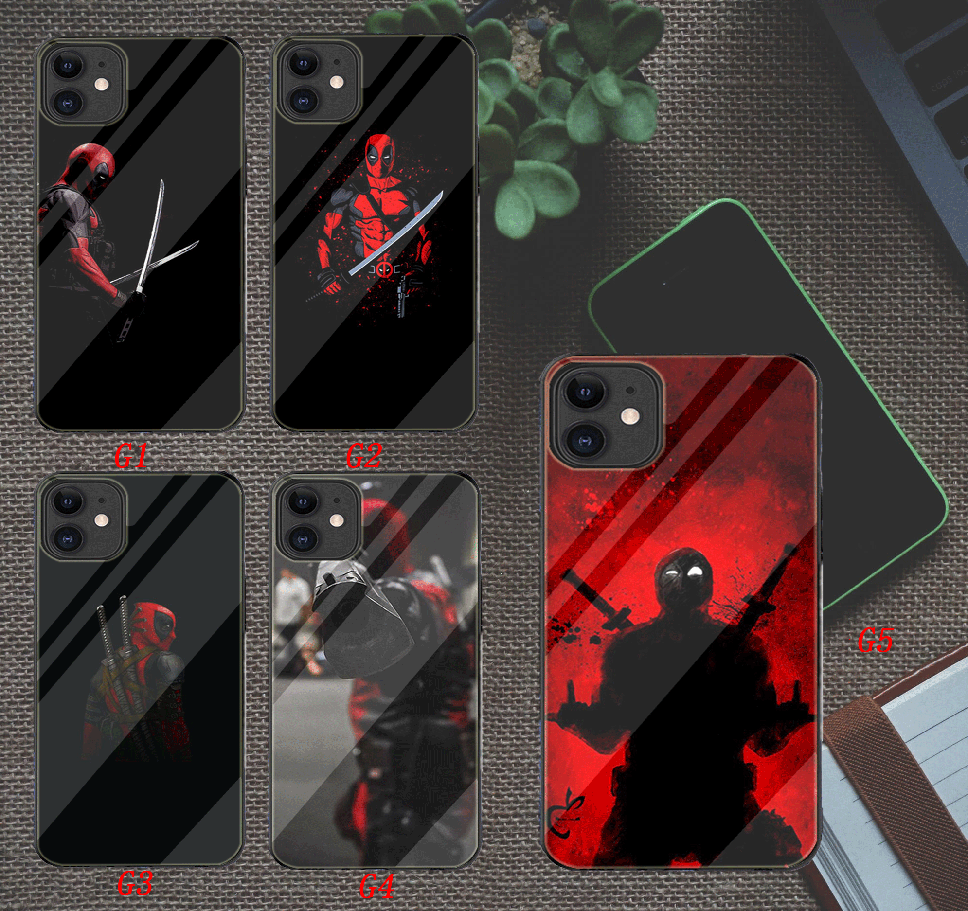 Kính ốp điện thoại Tráng Gương In Hình Deadpool Cho Iphone 5 5s 6 6s 7 8 Plus