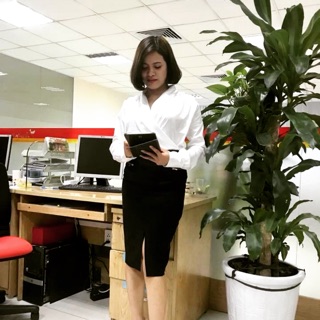Áo sơ mi vạt chéo siêu xinh ( ảnh thật)