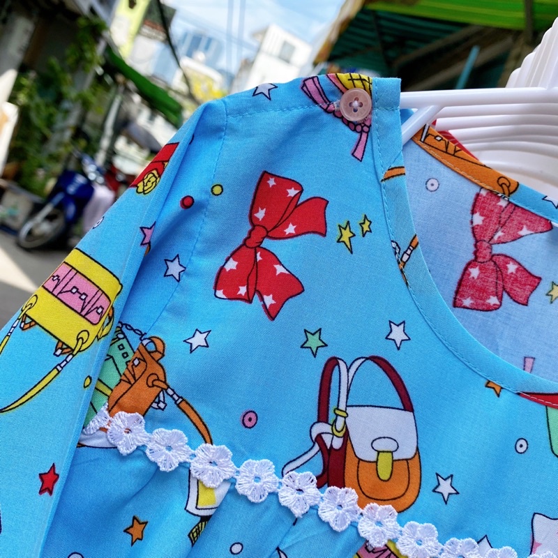 Bộ tole bé gái, đồ tole bé gái dài tay 8-26kg cao cấp có nút sau, đường may kĩ chắc chắn - Pigbabystore