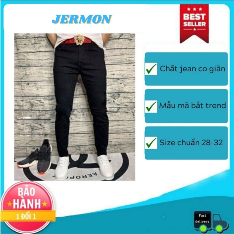 [FREESHIP]Quần Jean Nam Đen Trơn Ôm Body Cao Cấp 002