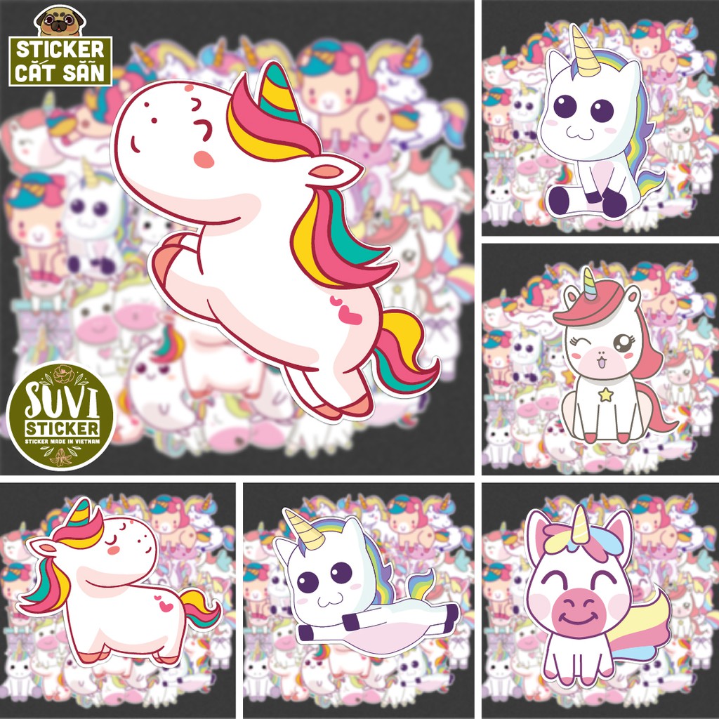 50 Sticker Unicorn chống nước sticker dán laptop, điện thoại, đàn guitar, mũ bảo hiểm, vali. MSP: A08