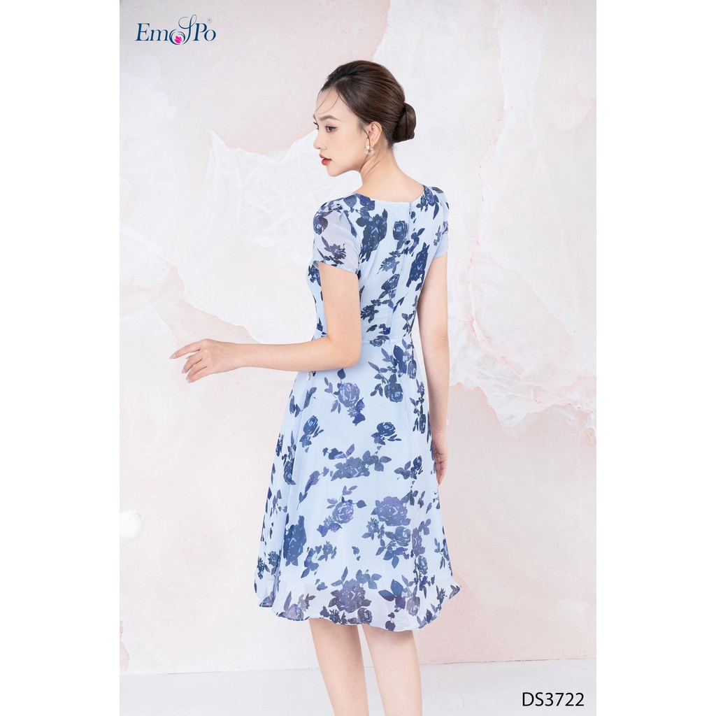 Đầm xòe cổ vuông đính hạt trai Emspo DS3722