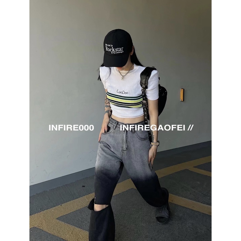 Cocory vn Áo Croptop Tay Ngắn Họa Tiết Sọc Ngang Phong Cách retro