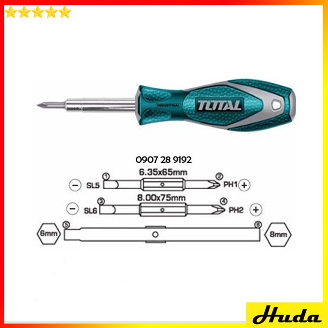 Bộ tua vít 6 đầu 18 đầu đa năng Total Ingco