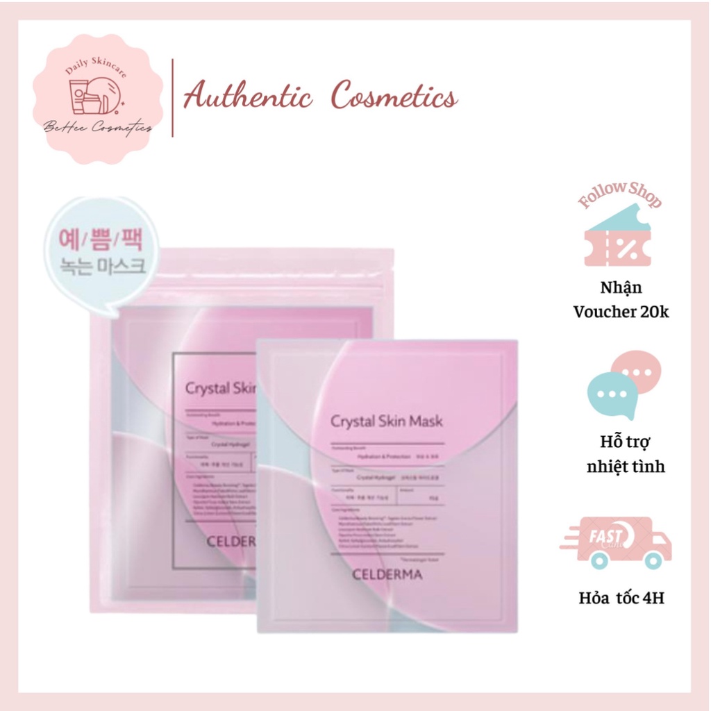 Hộp 10 Miếng Mặt Nạ Thạch Hàn Quốc Celderma Crystal Skin Mask Dưỡng Sáng Căng Bóng Da