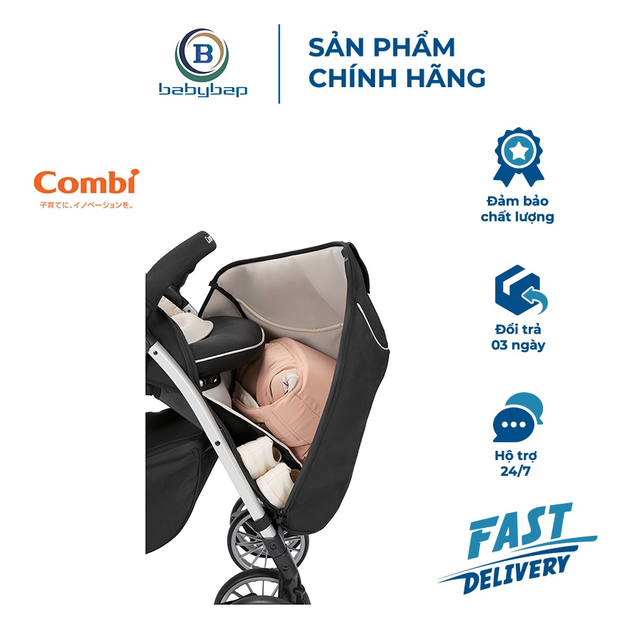Xe Đẩy Combi Umbretta 4 Bánh Quay Tự Động Premium New black Xe Đẩy Miền Nhiệt Đới