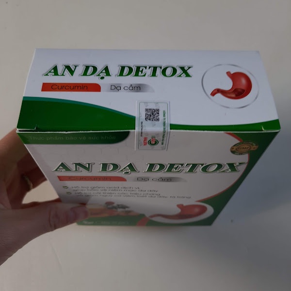 Nano Curcumin An Dạ Detox giúp giảm nhanh các triệu chứng viêm đau dạ dày, viêm loét dạ dày, tá tràng- hộp 20 gói