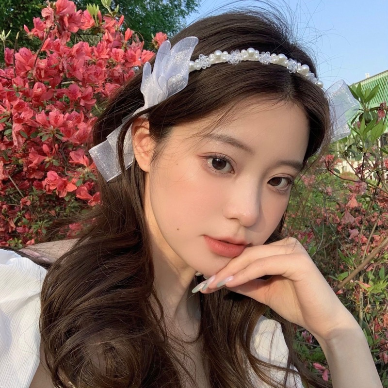 Bờm tóc hạt phối nơ voan 2 lớp chụp ảnh nàng thơ mã RG-99