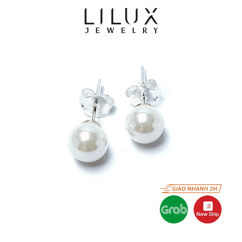 Bông tai ngọc trai LILUX KT037 , khuyên tai nụ ngọc trai cao cấp