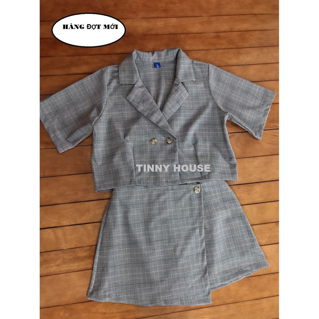Set áo vest croptop mix chân váy siêu xinh (Ảnh thật) | BigBuy360 - bigbuy360.vn