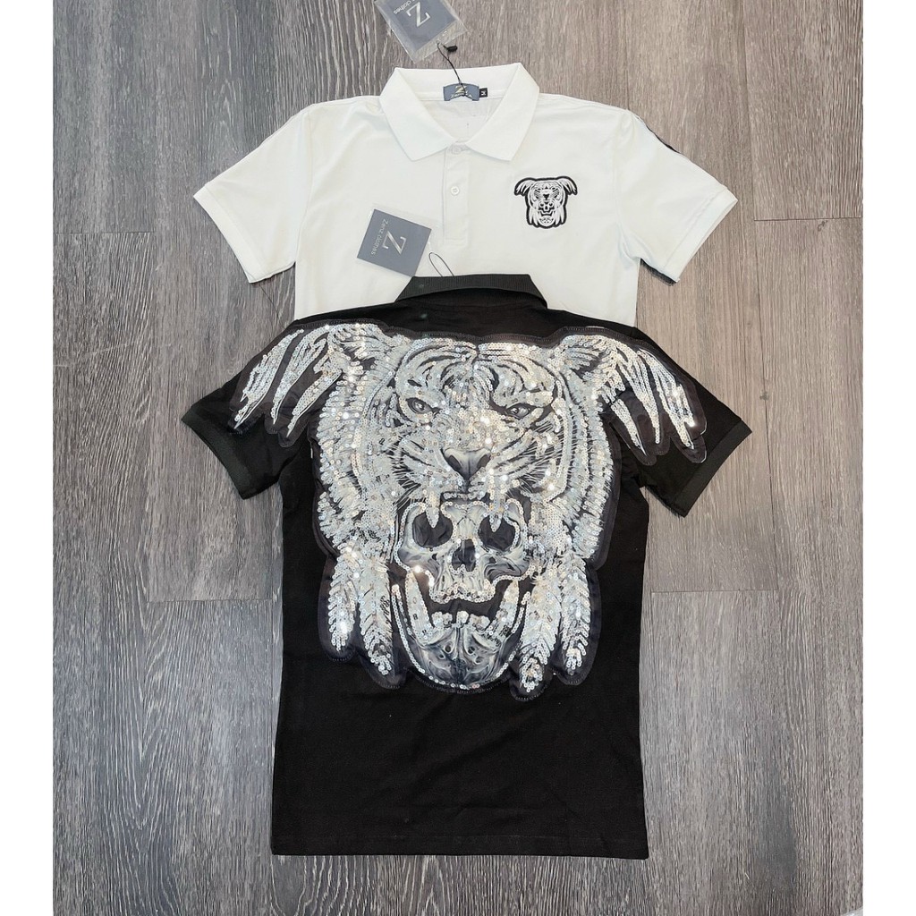 (CÓ VIDEO) Áo thun nam có cổ tay ngắn đính kim sa hổ full lưng AHFASHION vải cotton dày co dãn 4 chiều cao cấp | BigBuy360 - bigbuy360.vn