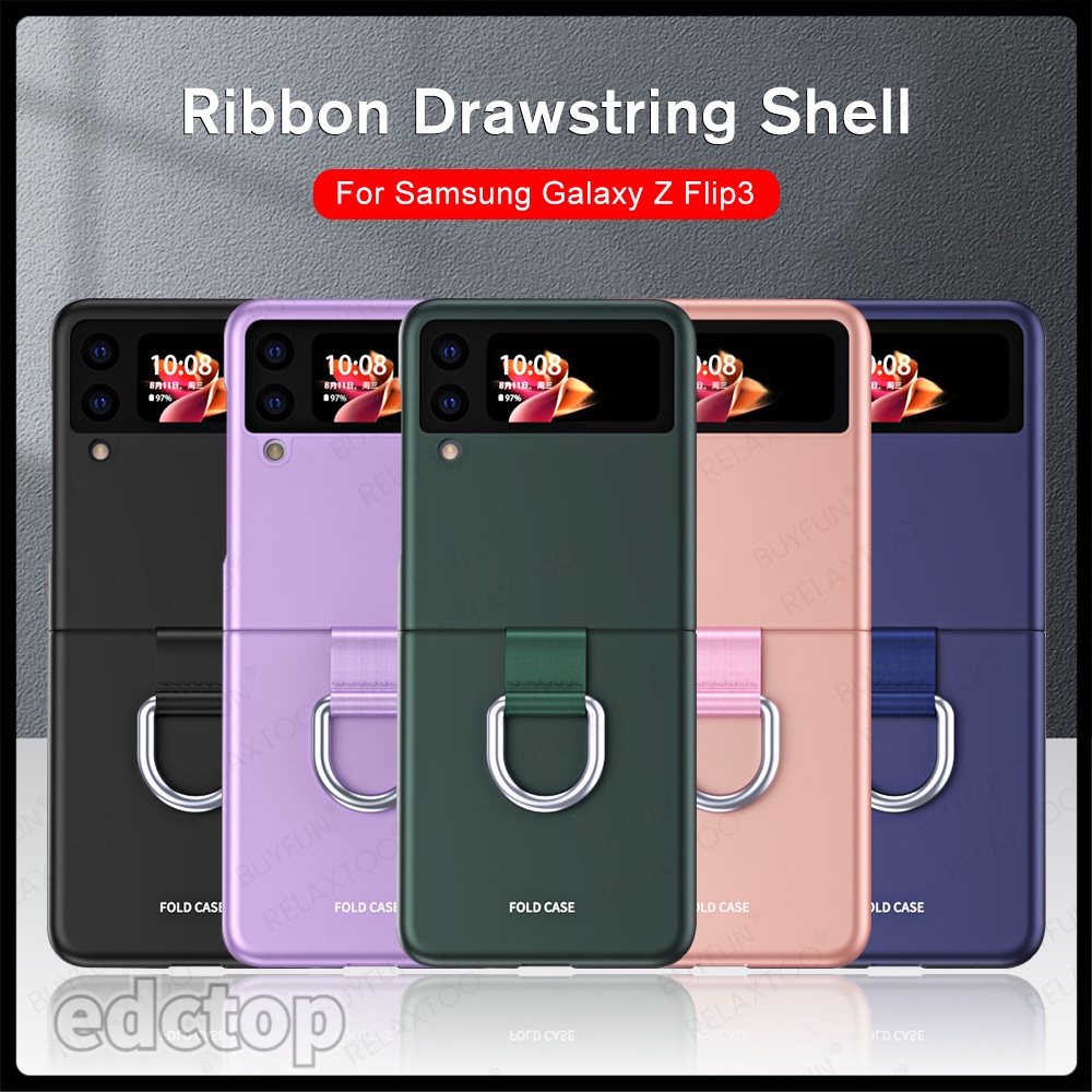 Samsung Galaxy Z Flip 3 5G Case Ultra-Thin Matte Hard PC Shockproof Coque ZFlip3 Case With Finger Ring Holder Cove