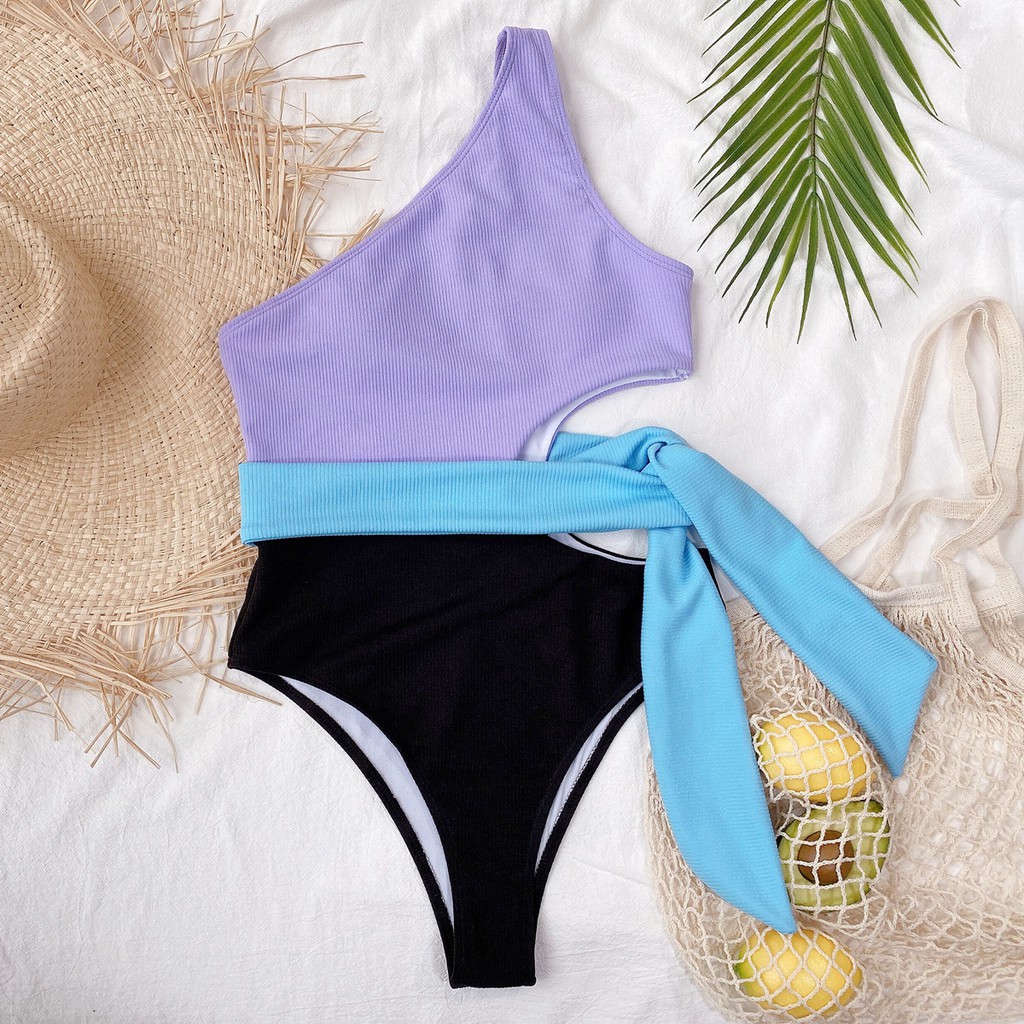 ONE PIECE Đồ Bơi Một Mảnh Lệch Vai Màu Tương Phản H306 | BigBuy360 - bigbuy360.vn