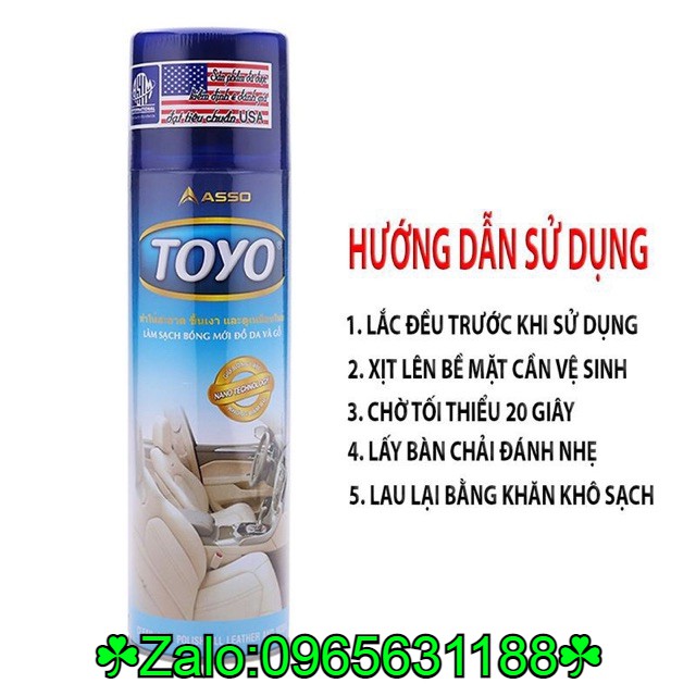 Chai Xịt Đánh Bóng Gỗ, Da Salon, Ghế Da Toyo 500ml