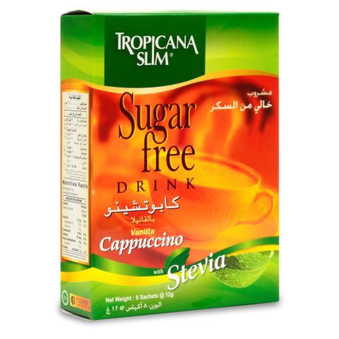 Cafe Ăn Kiêng vị Cappuccino Không Đường Chiết Xuất Từ Lá Cỏ Ngọt Tropicana Slim - Nhập Khẩu Indonesia