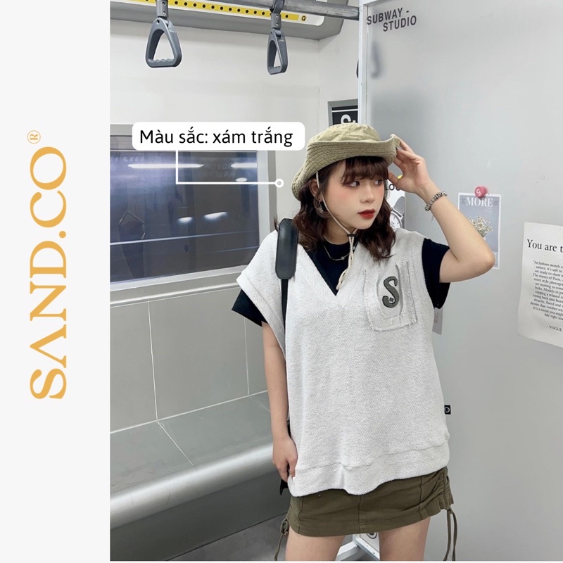 SAND áo gile unisex form rộng nam nữ phong cách Hàn Quốc - S-BASIC GILE