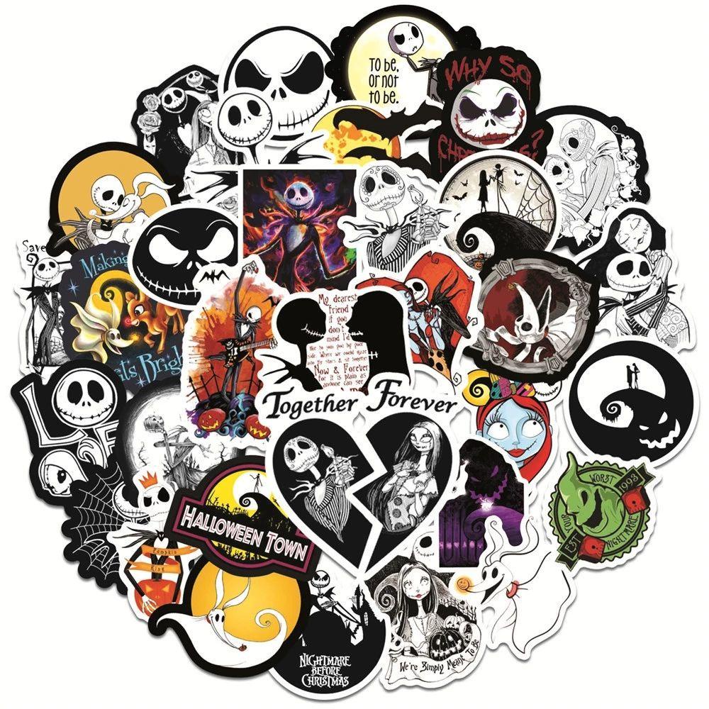 Bộ 50 Sticker Họa Tiết Hoạt Hình The Nightmare Before Christmas Để Trang Trí Cho Laptop Ván Trượt Tiện Dụng